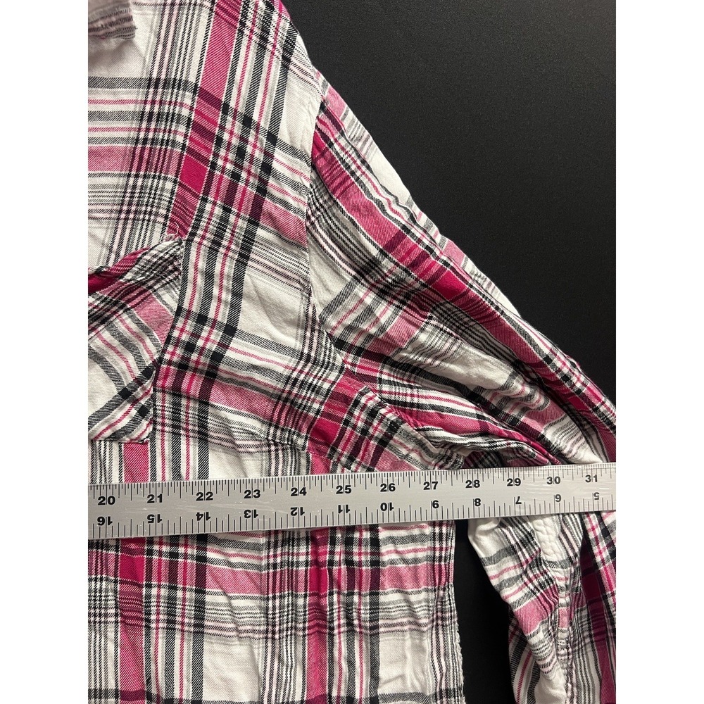 Woman Plus Sz 26/28 Multicolor Plaid Button Down Shirt - Picture 3 of 9